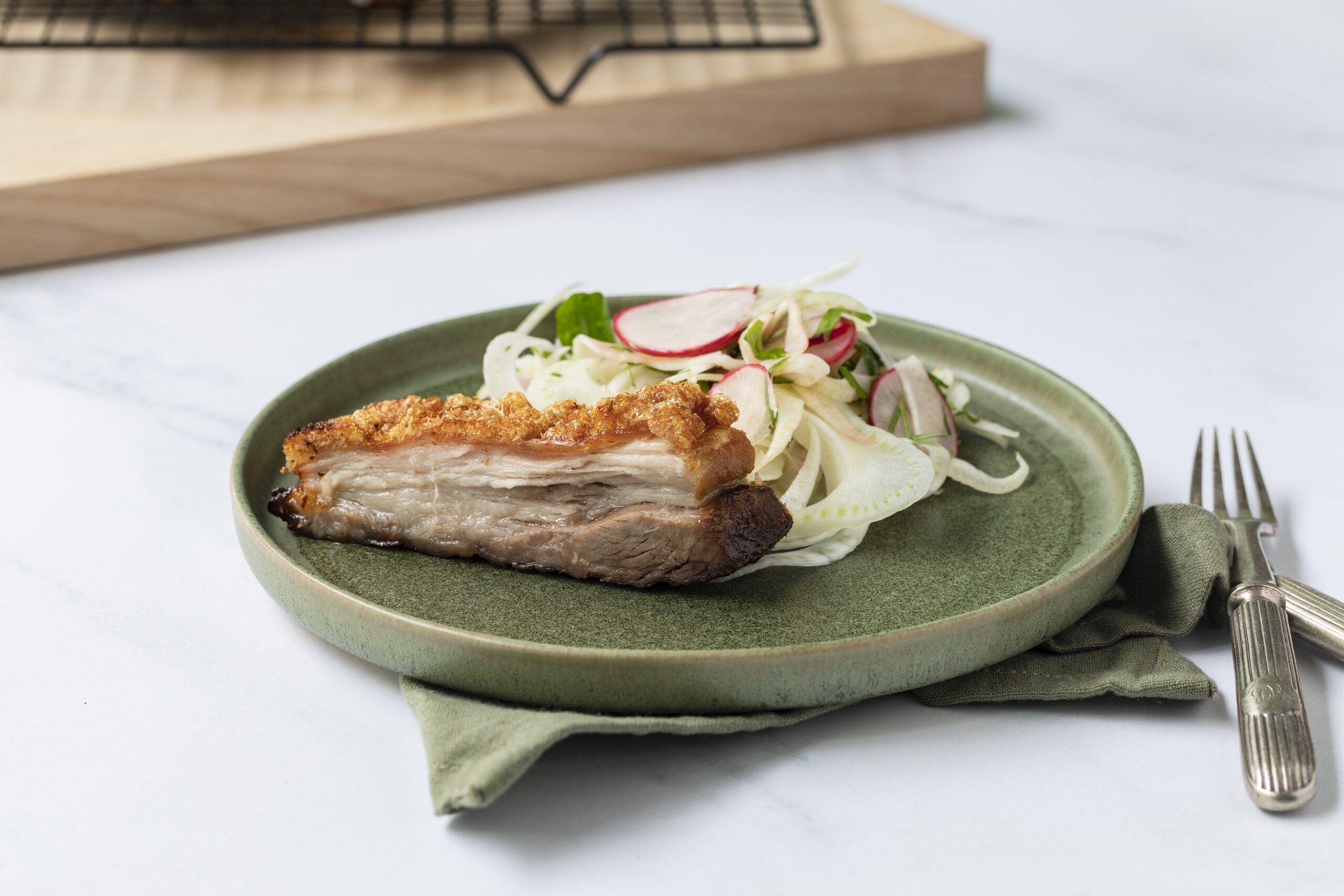 Salt and pepper pork belly with perfect crispy crackling - Simply Delicious